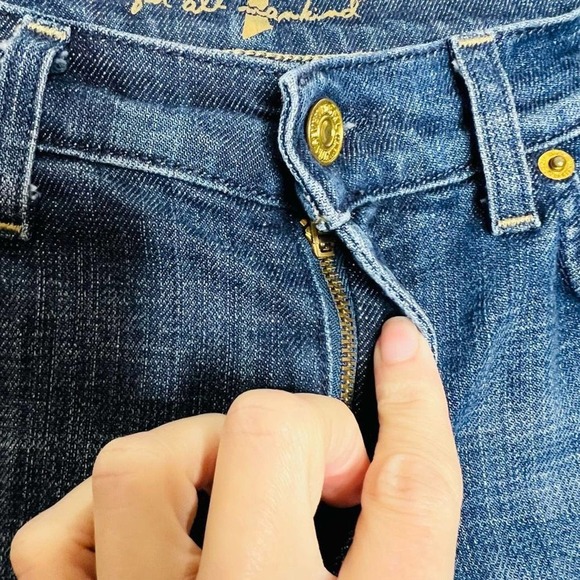 7 For All Mankind Bootcut Jeans 29 Womens Blue Mid Rise Med Wash Faded Denim - Picture 2 of 8